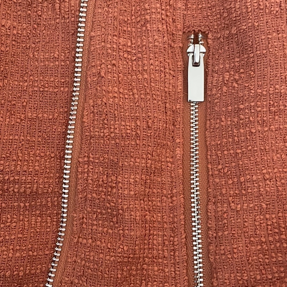 Nine West Rust Textured Moto Jacket, S - Picture 8 of 8